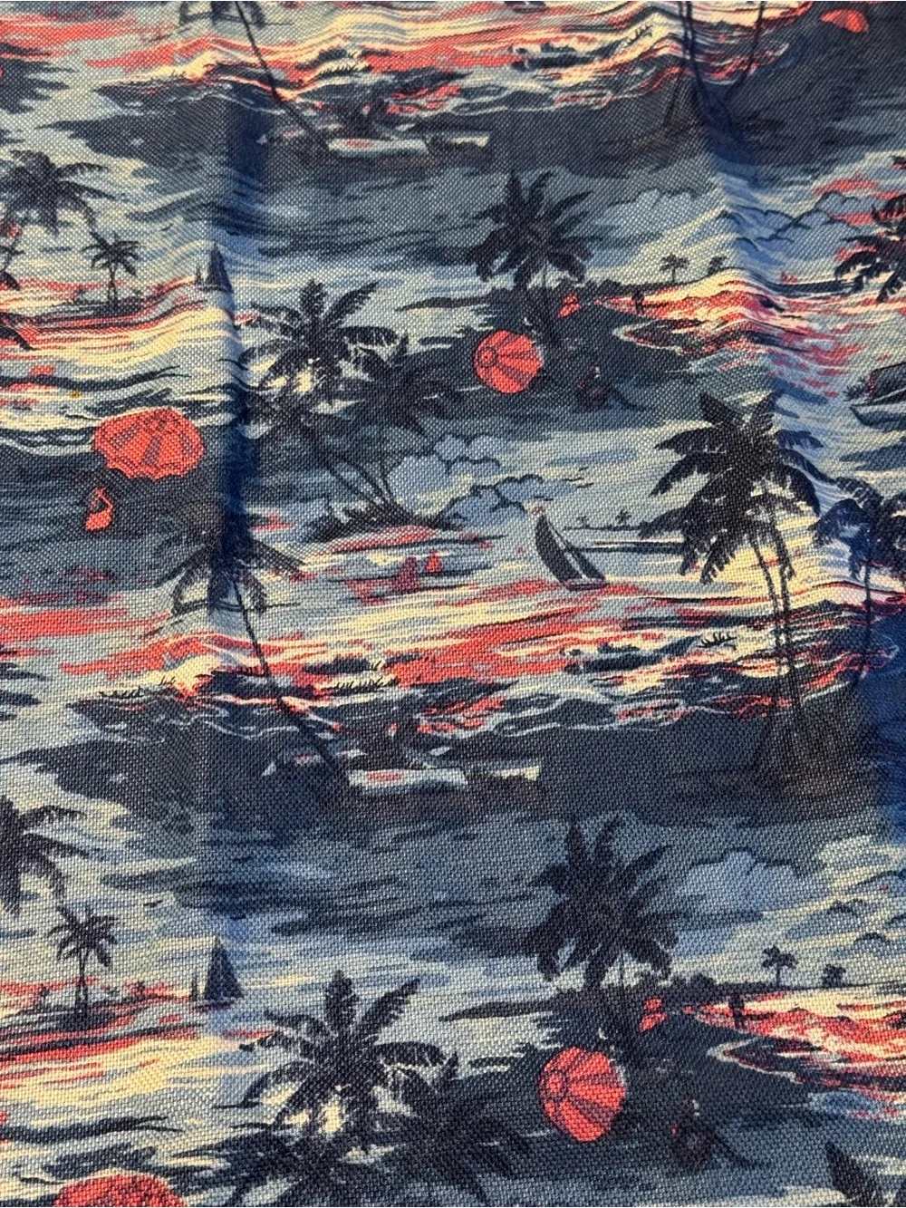 SALE J Crew Carrie Dress linen cotton blend blue Hawaiian print Size 4